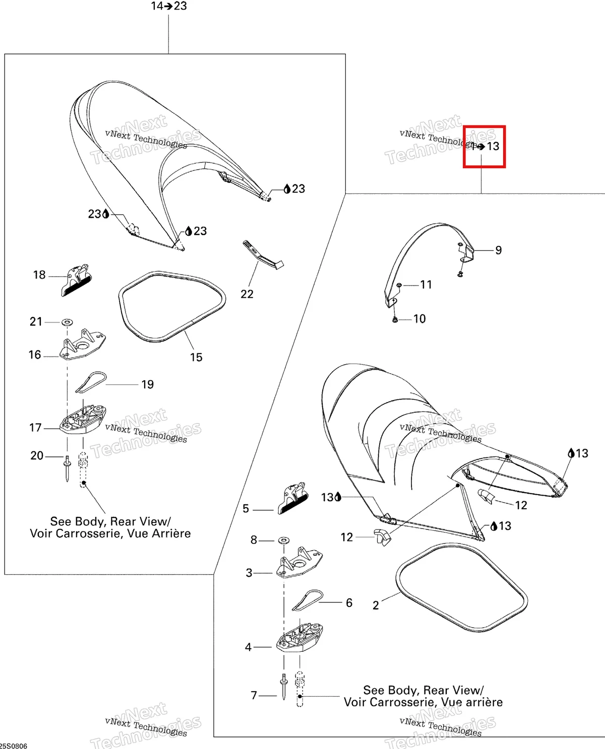 Деталь 269001443 на схеме узла 2008 Sea-Doo RXT 215 Seat