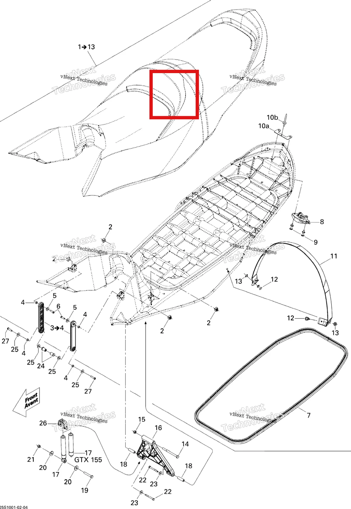 Деталь 269001652 на схеме узла 2010 Sea-Doo GTX 155 Seat