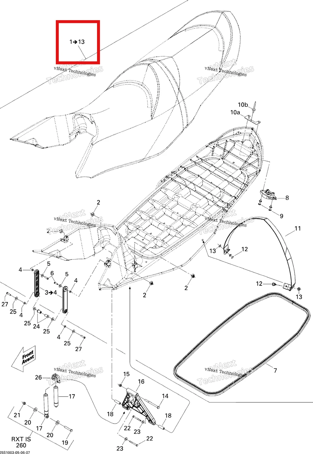 Деталь 269001653 на схеме узла 2010 Sea-Doo Wake PRO 215 Seat