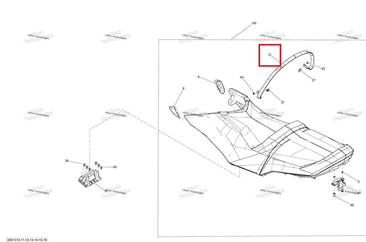 Деталь 269002096 на схеме узла 2013 Sea-Doo WAKE 155 Seat