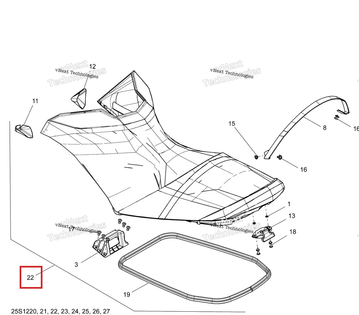 Деталь 269002197 на схеме узла 2012 Sea-Doo RXP-X 260 & RS Seat