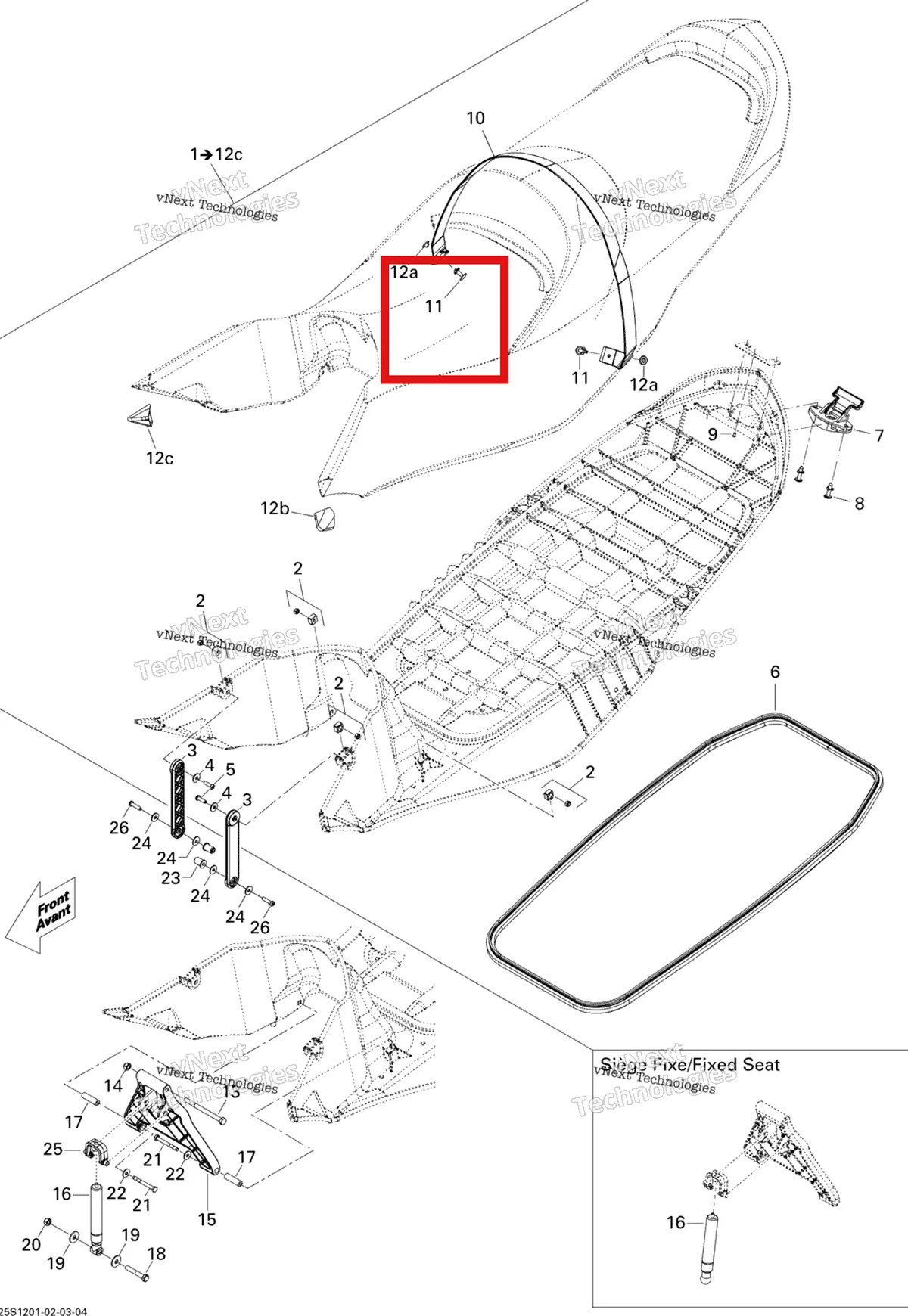 Деталь 269002352 (Сиденье в сборе включает 1 to 12 c Sea-Doo GTX 215 (2012) (269002352)) на схеме узла Seat