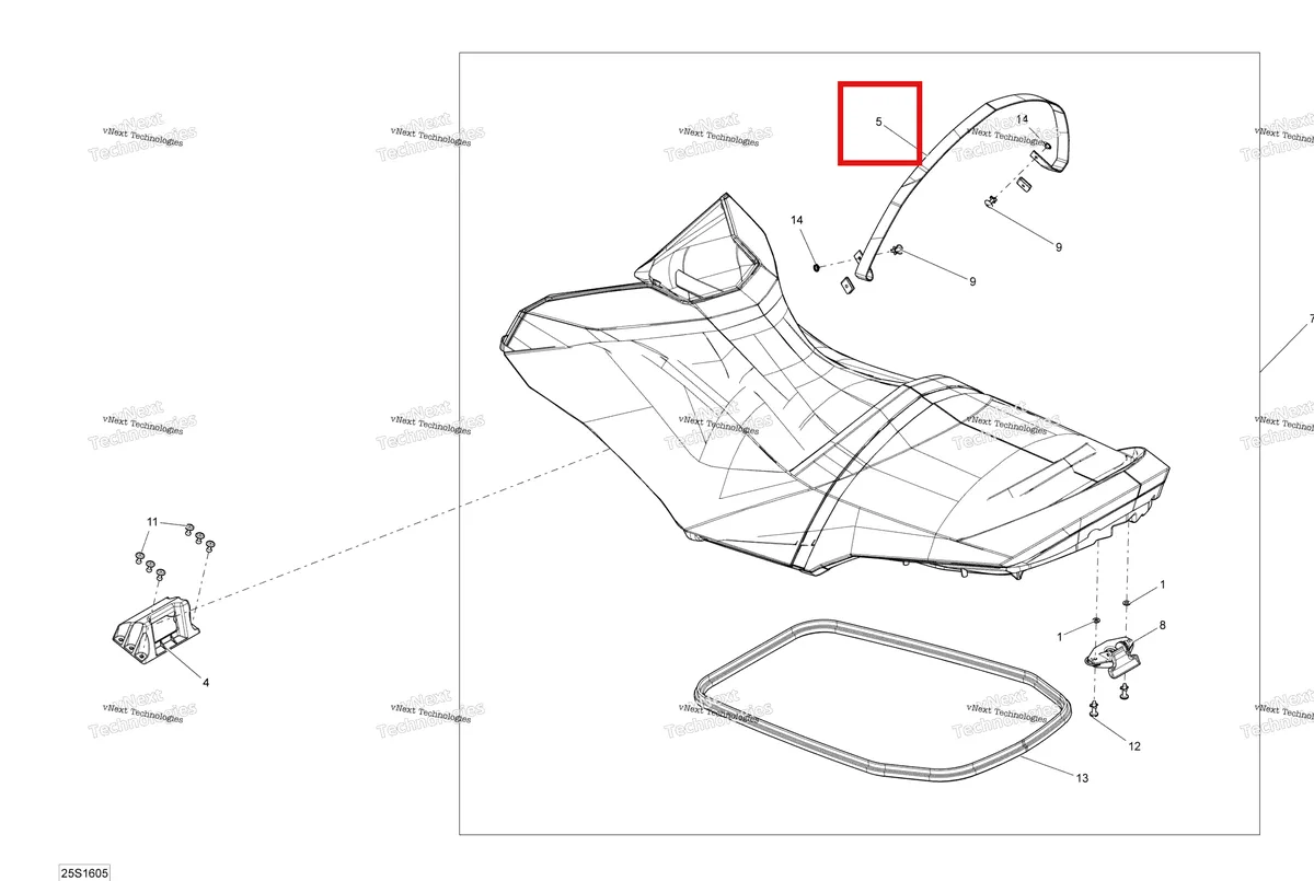 Деталь 269002364 (Сиденье ремень модель красный / чёрный Sea-Doo RXP (2016) (269002364)) на схеме узла 2016 Sea-Doo RXP Seat