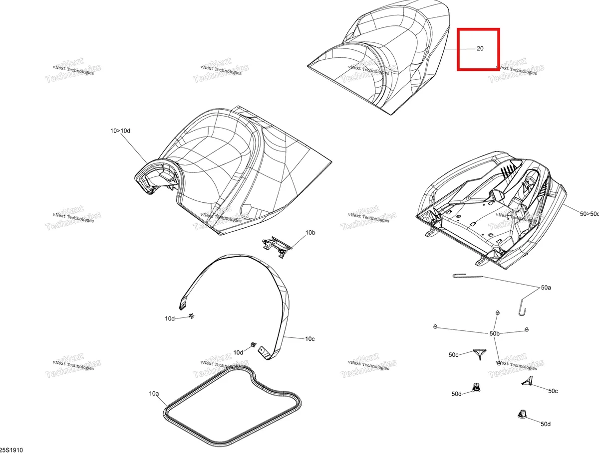 Деталь 269003075 на схеме узла 2019 Sea-Doo GTX 155 Seat