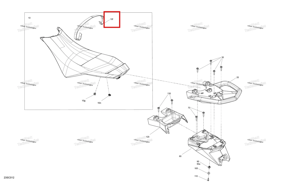 Деталь 269003139 на схеме узла 2023 Sea-Doo SPARK 90 - 3UP Body - Seat