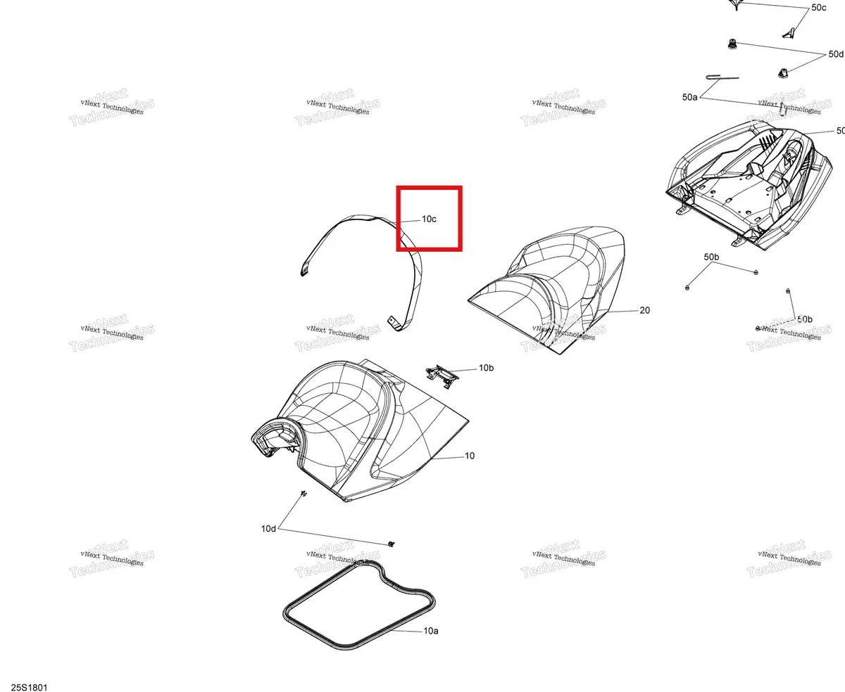 Деталь 269003196 на схеме узла 2018 Sea-Doo WAKE PRO 230 Seat - Wake Package Pro