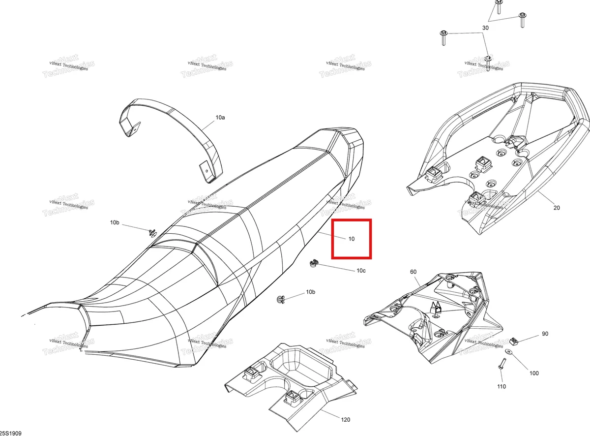 Деталь 269003254 на схеме узла 2019 Sea-Doo Spark 900 HO ACE Seat