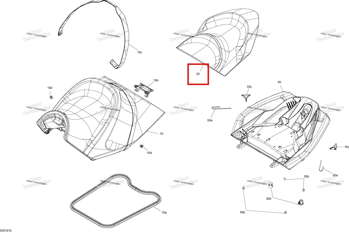 Деталь 269003261 на схеме узла 2019 Sea-Doo RXT 300 Seat