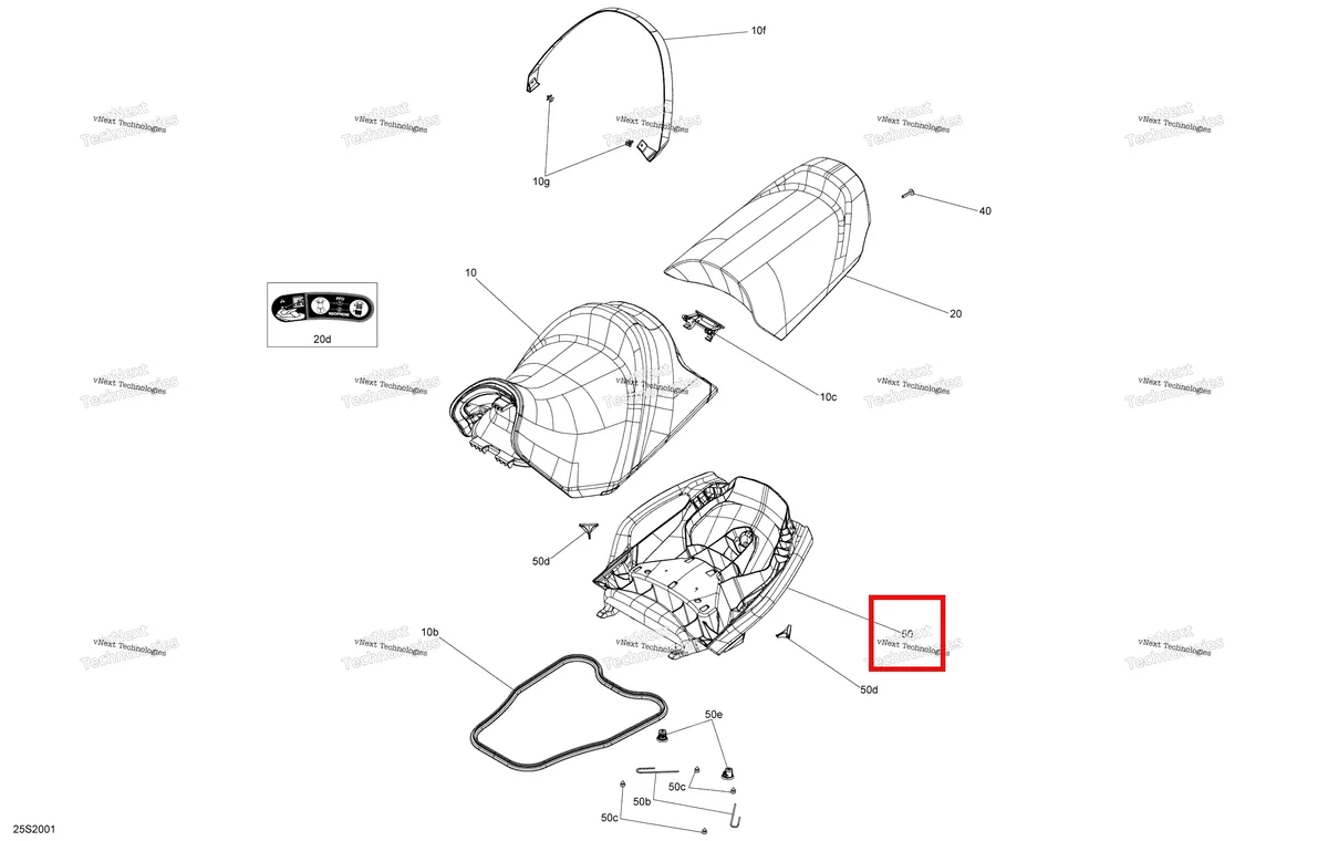 Деталь 269003282 на схеме узла 2020 Sea-Doo GTI 130 Seat