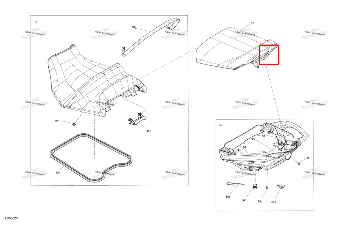 Деталь 269003296 на схеме узла 2023 Sea-Doo GTI 130 Body - Seat