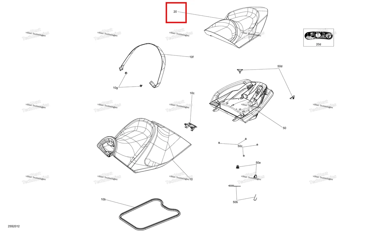 Деталь 269003349 на схеме узла 2020 Sea-Doo RXT 300 Seat