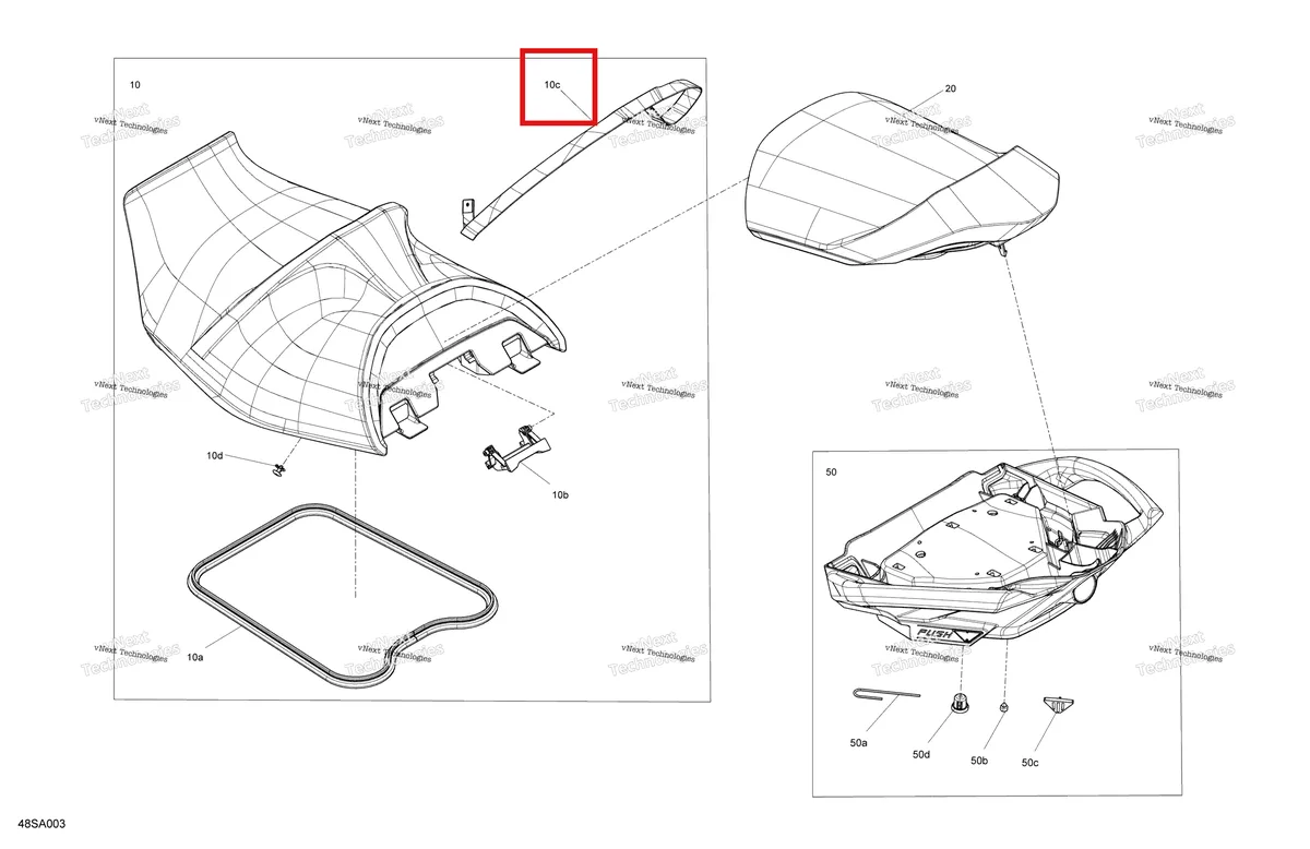 Деталь 269003370 на схеме узла 2021 Sea-Doo WAKE PRO 230 Body - Seat