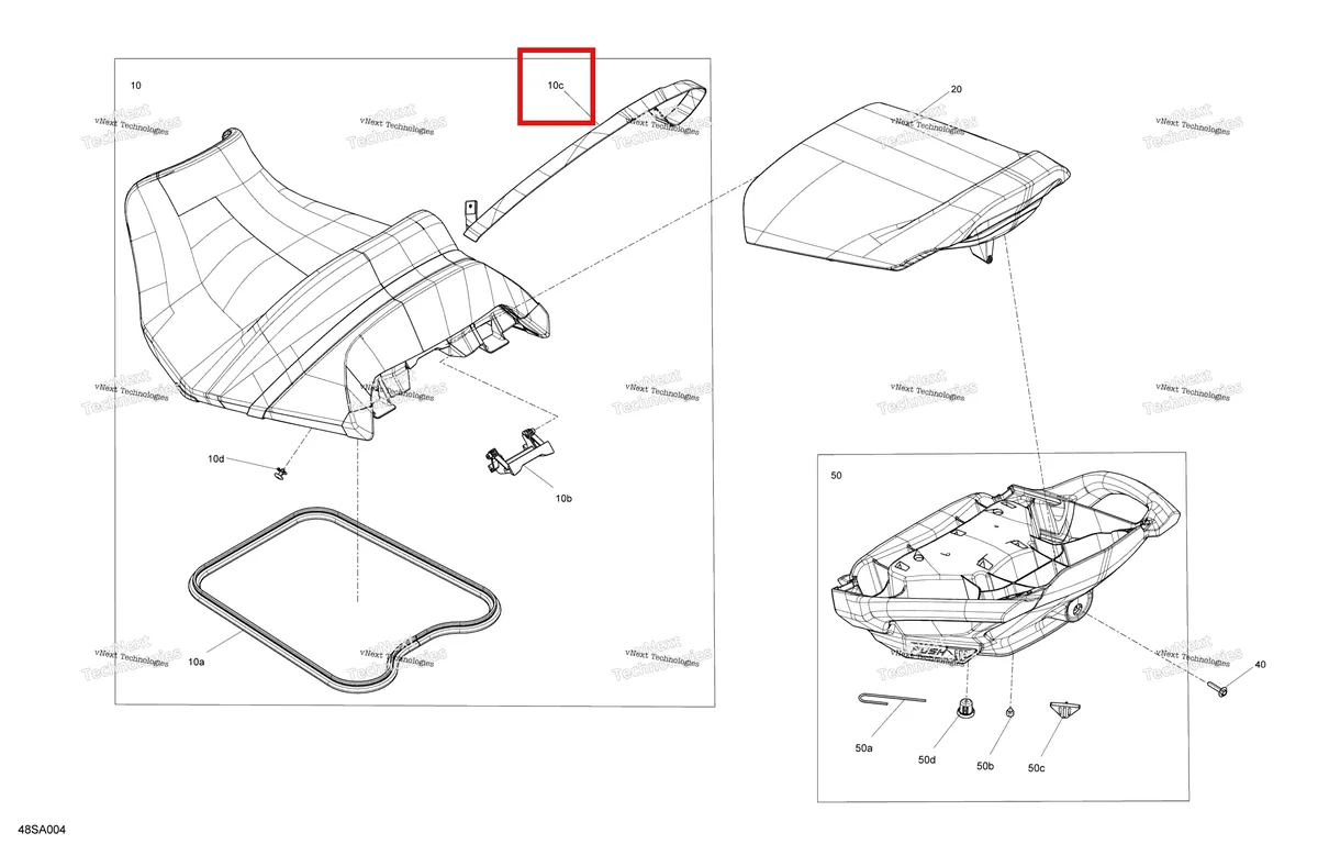 Деталь 269003405 на схеме узла 2021 Sea-Doo WAKE 170 Body - Seat