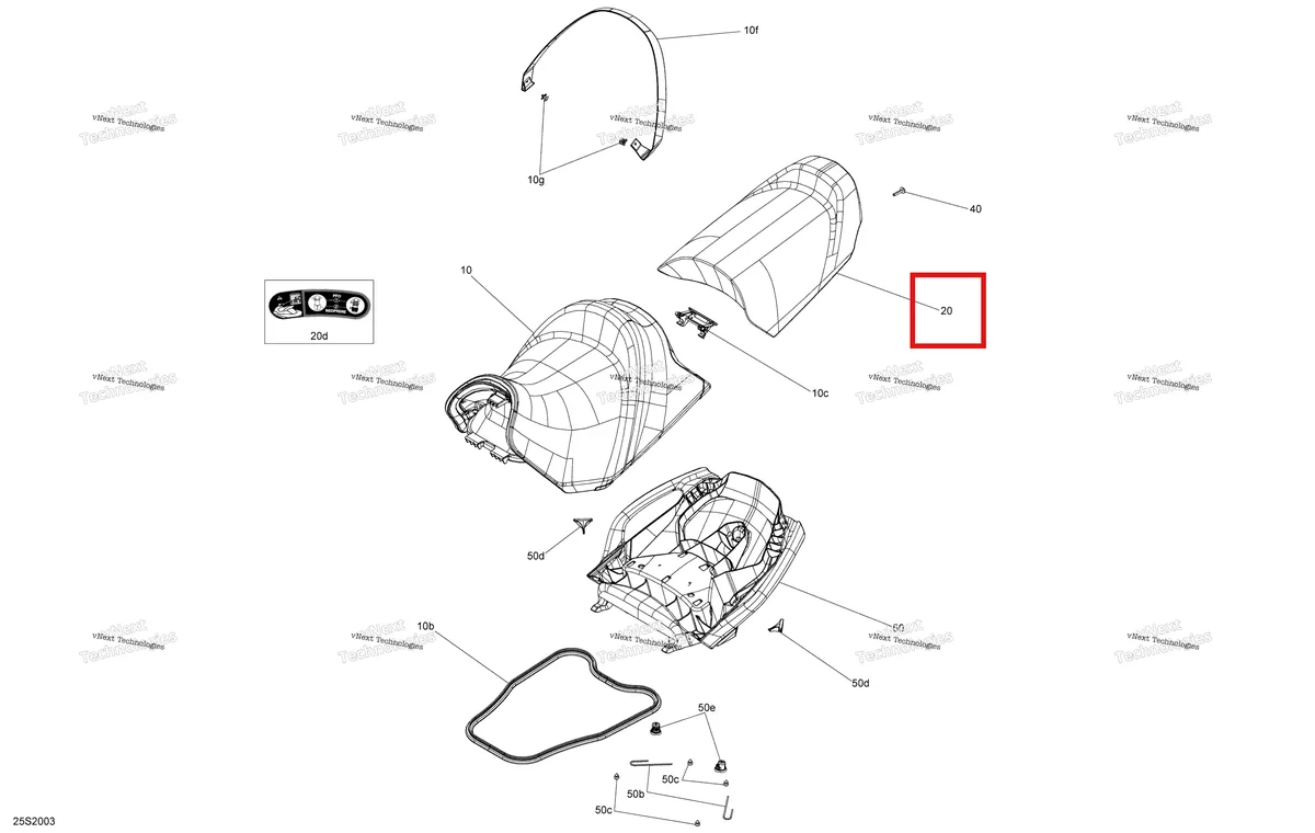 Деталь 269003408 на схеме узла 2020 Sea-Doo GTI SE 170 Seat