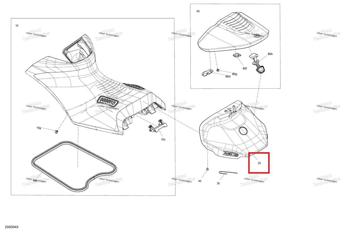 Деталь 269003475 на схеме узла 2024 Sea-Doo RXP X 325 - 21RC - X package - Fiery Red Metallic Body - Seat
