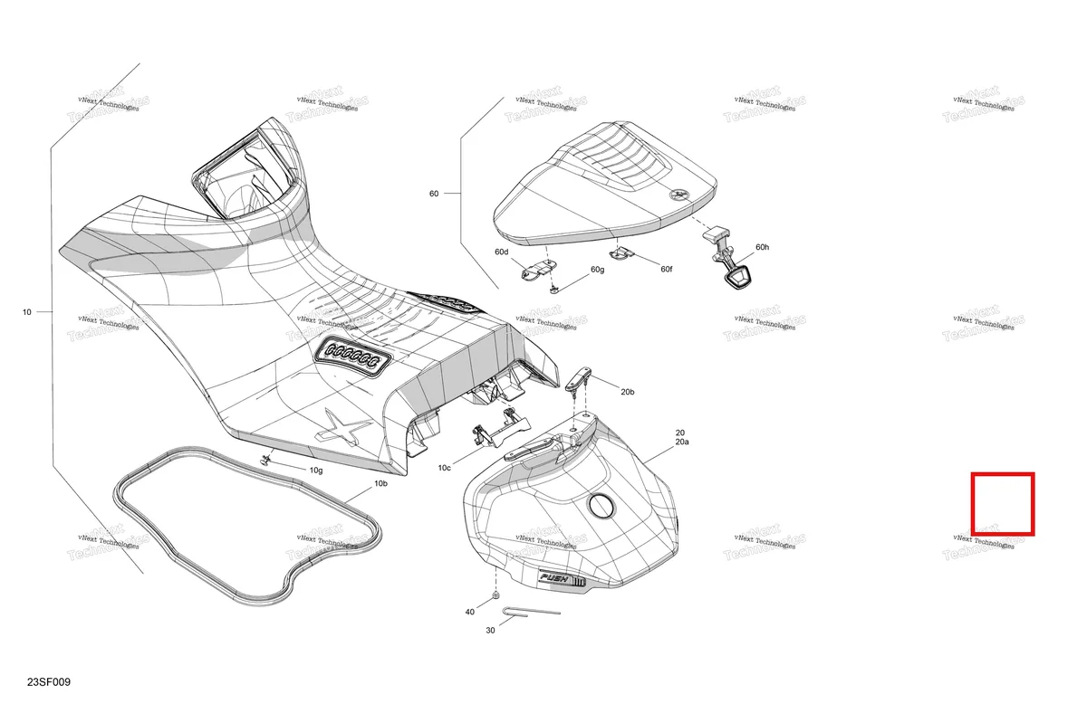 Деталь 269003503 (Левый Retaining крюк Sea-Doo RXP 325 X (2026) (269003503)) на схеме узла 2026 Sea-Doo RXP - 325 - X - 23TC - Gulfstream Blue Body - Seat