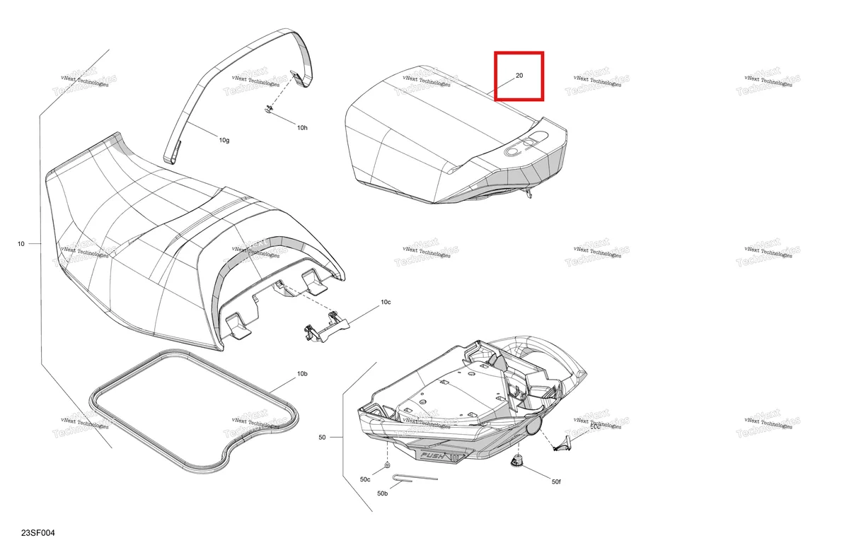 Деталь 269003543 на схеме узла 2026 Sea-Doo FISH PRO SPORT - 170 - 18TA - Bright White Body - Seat