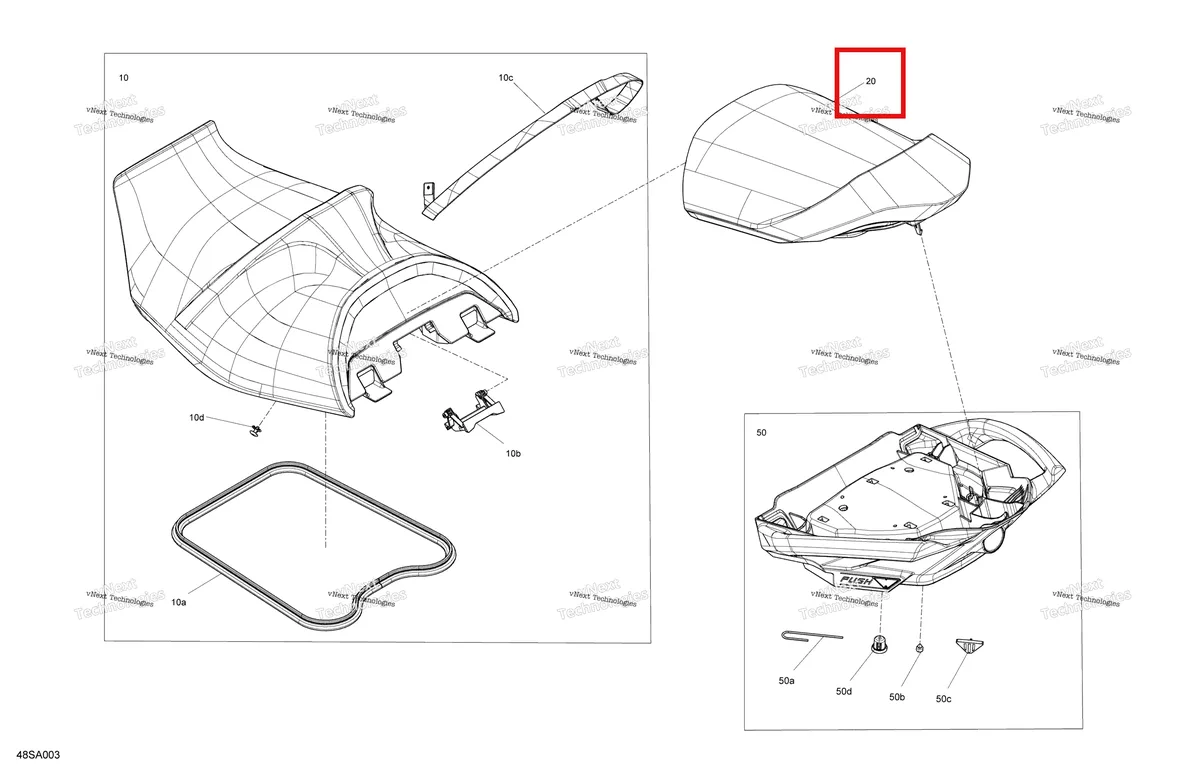 Деталь 269003545 на схеме узла 2021 Sea-Doo RXT X 300 Body - Seat