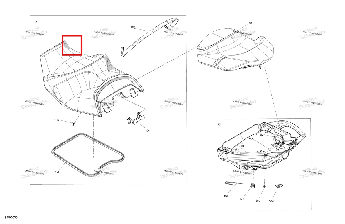 Деталь 269003557 (Liquid Titan водителя сиденье включает 10 to 10 h Sea-Doo GTX STD 300 (2023) (269003557)) на схеме узла 2023 Sea-Doo GTX 170 Body - Seat