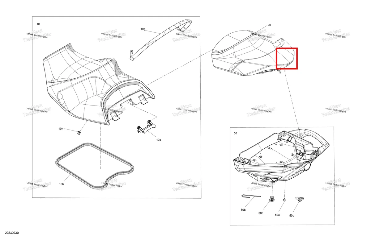 Деталь 269003560 (Liquid Titan ремень сиденье Sea-Doo GTX STD 300 (2023) (269003560)) на схеме узла 2023 Sea-Doo GTX 170 Body - Seat