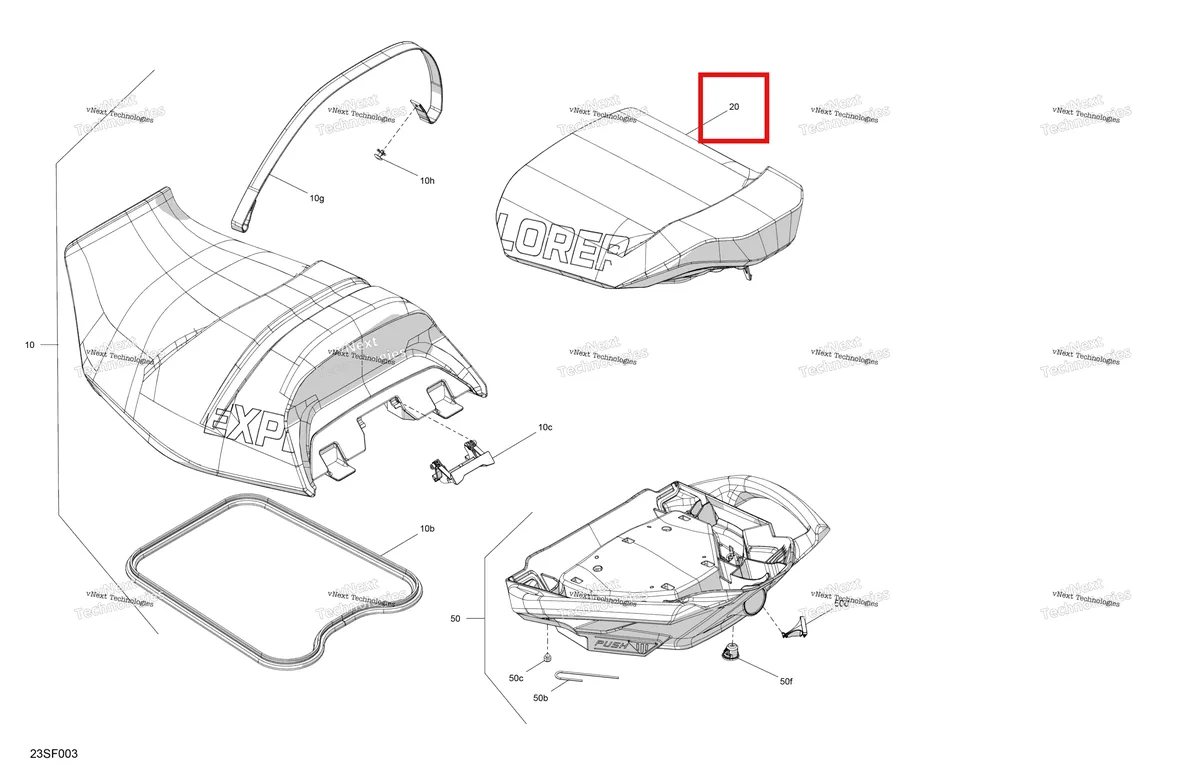 Деталь 269003637 на схеме узла 2026 Sea-Doo EXPLORER - PRO - 170 - 17TA - Iceland Grey - Audio Body - Seat
