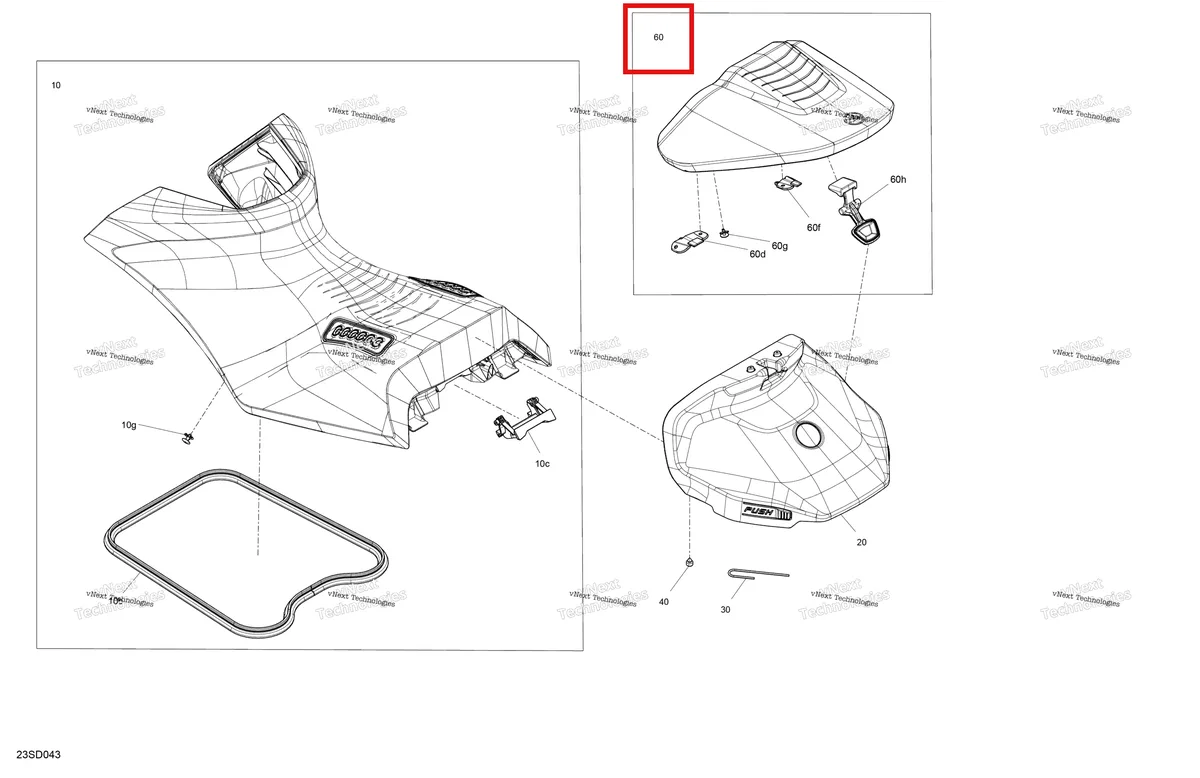 Деталь 269003683 на схеме узла 2024 Sea-Doo RXP X 325 - 21RC - X package - Fiery Red Metallic Body - Seat
