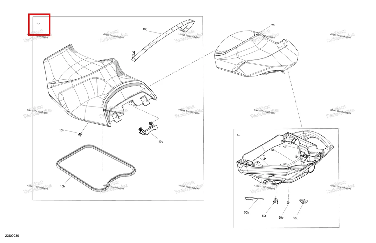 Деталь 269003695 на схеме узла 2023 Sea-Doo GTX LIMITED 300 Body - Seat