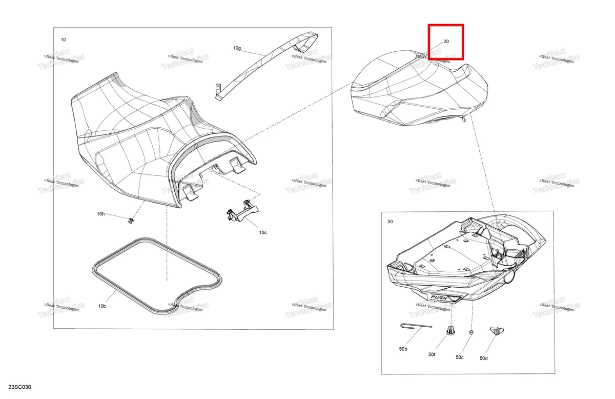 Деталь 269003697 на схеме узла 2023 Sea-Doo GTX LIMITED 300 Body - Seat