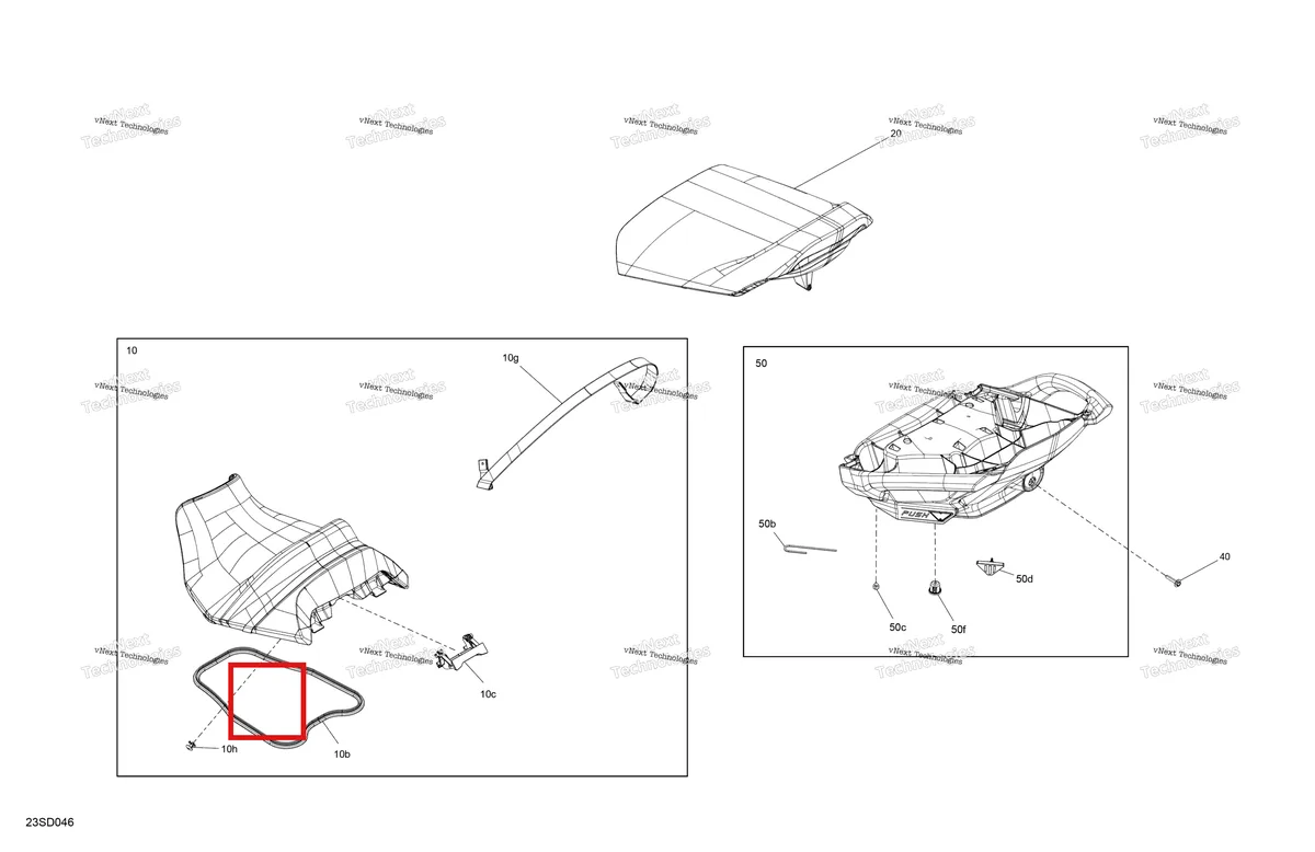 Деталь 269003722 на схеме узла 2024 Sea-Doo GTI 130 - 29RC - SE package - Ice Metal Body - Seat