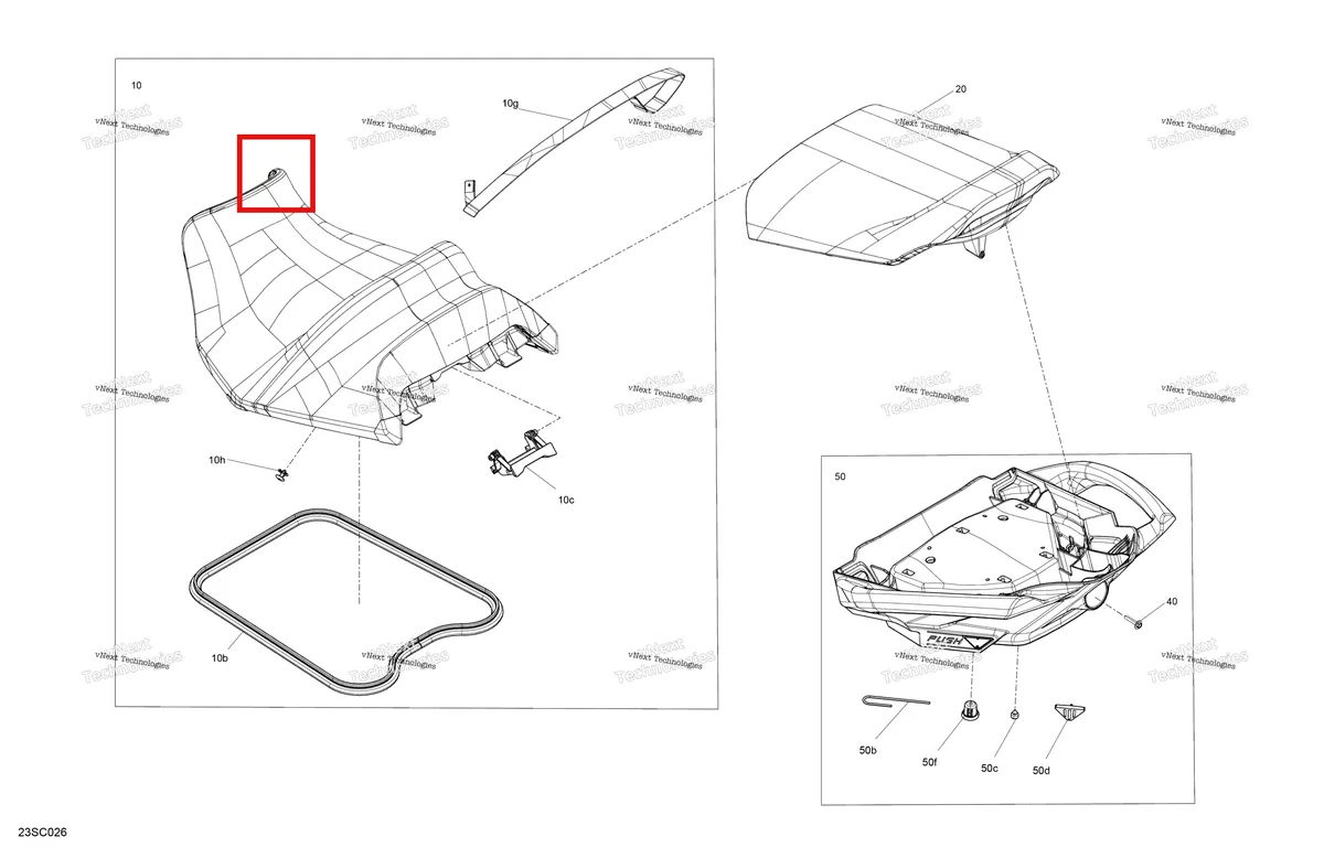 Деталь 269003736 на схеме узла 2023 Sea-Doo GTI SE 130 Body - Seat
