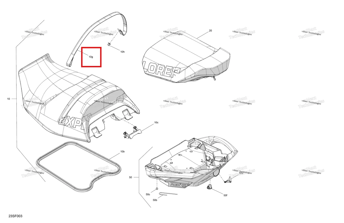 Деталь 269003743 на схеме узла 2026 Sea-Doo EXPLORER - PRO - 170 - 17TA - Iceland Grey - Audio Body - Seat