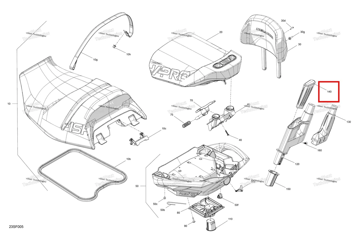 Деталь 269003756 на схеме узла 2026 Sea-Doo FISH PRO TROPHY - 170 - 19TB - Flint Grey - Audio Body - Seat