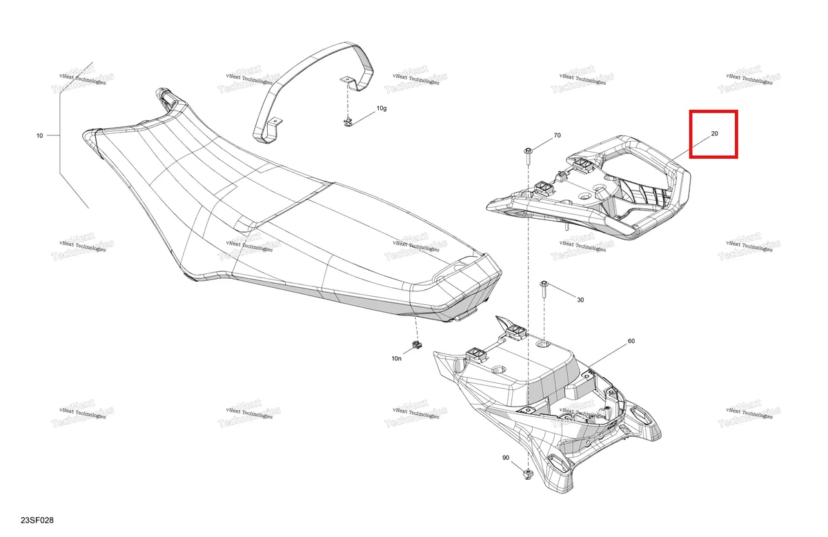 Деталь 269003860 на схеме узла 2026 Sea-Doo SPARK - 900 HO ACE - TRIXX - 66TB - Gulfstream Blue - 3UP Body - Seat