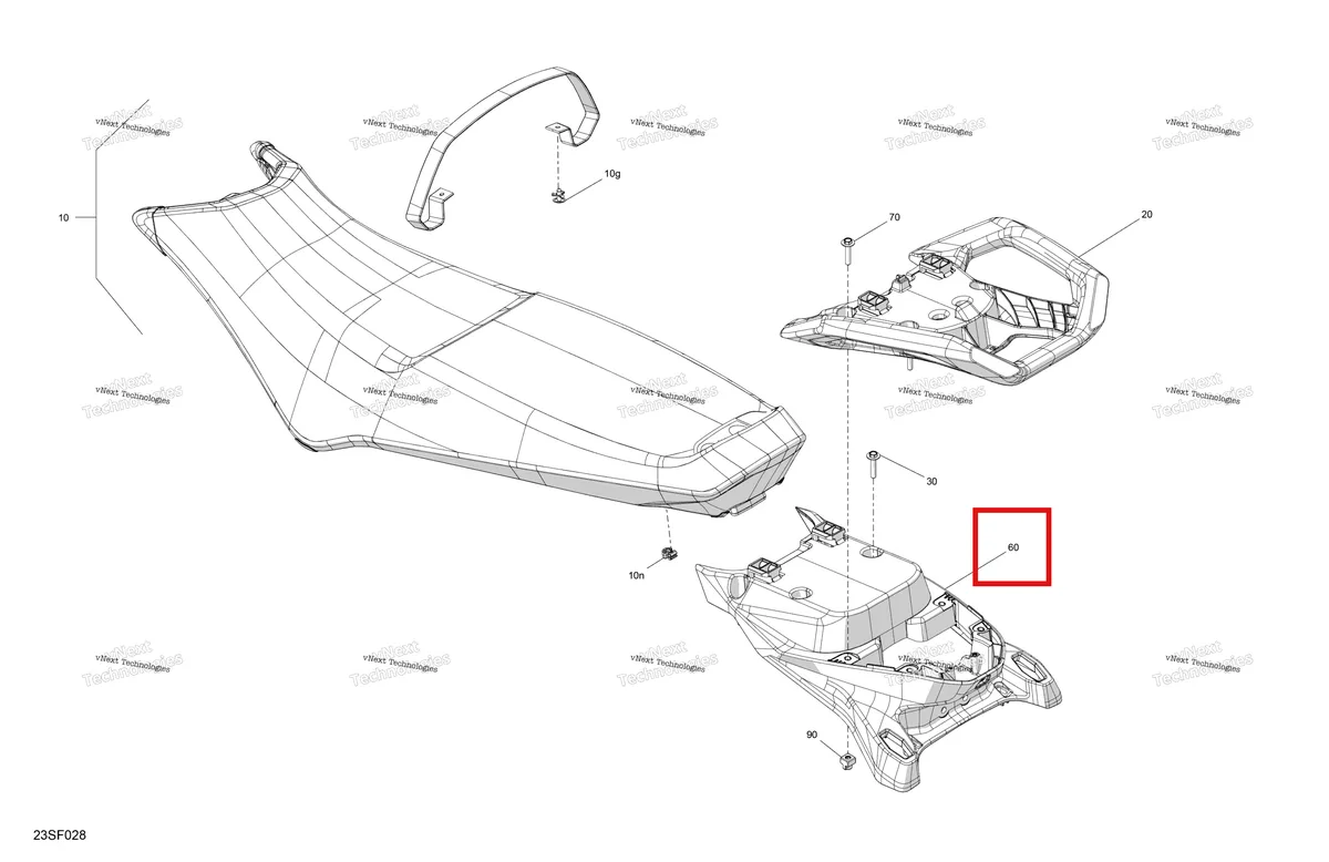 Деталь 269003864 на схеме узла 2026 Sea-Doo SPARK - 900 HO ACE - TRIXX - 66TB - Gulfstream Blue - 3UP Body - Seat