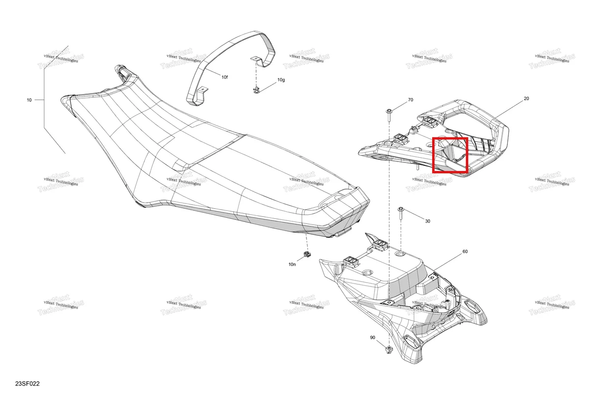 Деталь 269003952 на схеме узла 2026 Sea-Doo SPARK - 900 HO ACE - BASE - 62TA - Sunrise Orange - 3UP Body - Seat