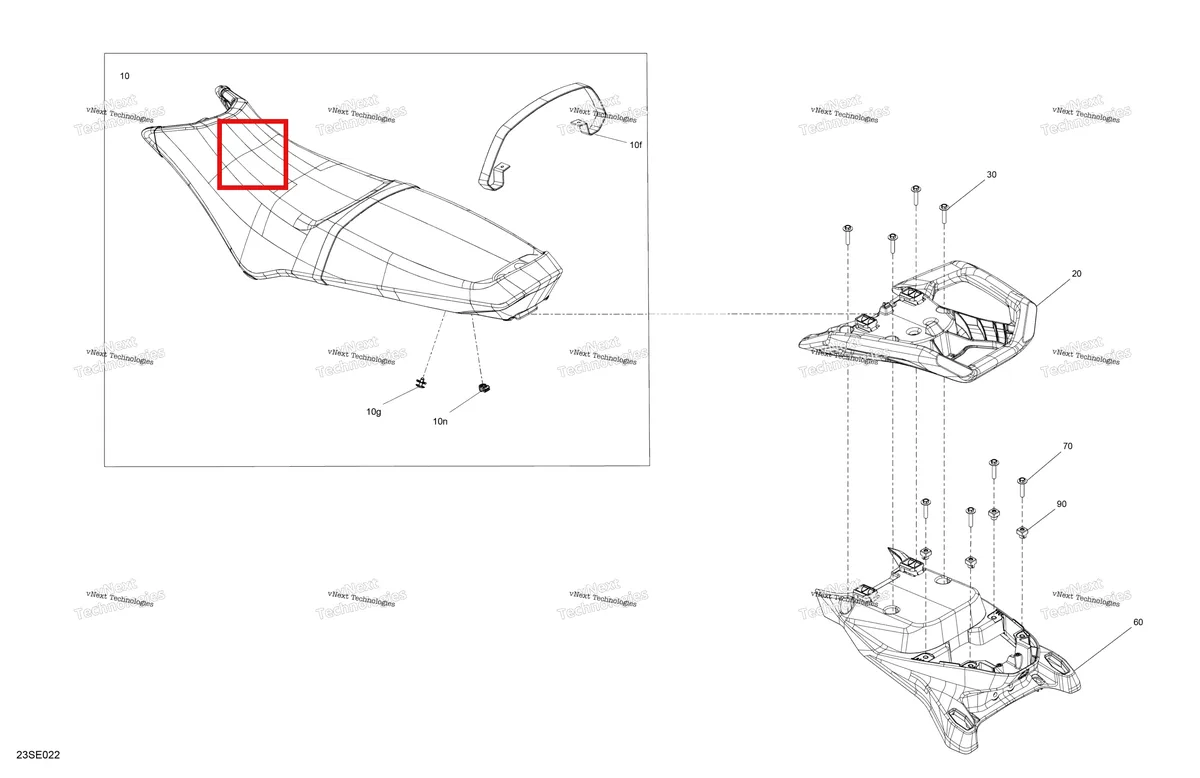 Деталь 269004178 на схеме узла 2025 Sea-Doo SPARK - TRIXX - 3UP - 66SB - Northern Lichen - Audio Body - Seat