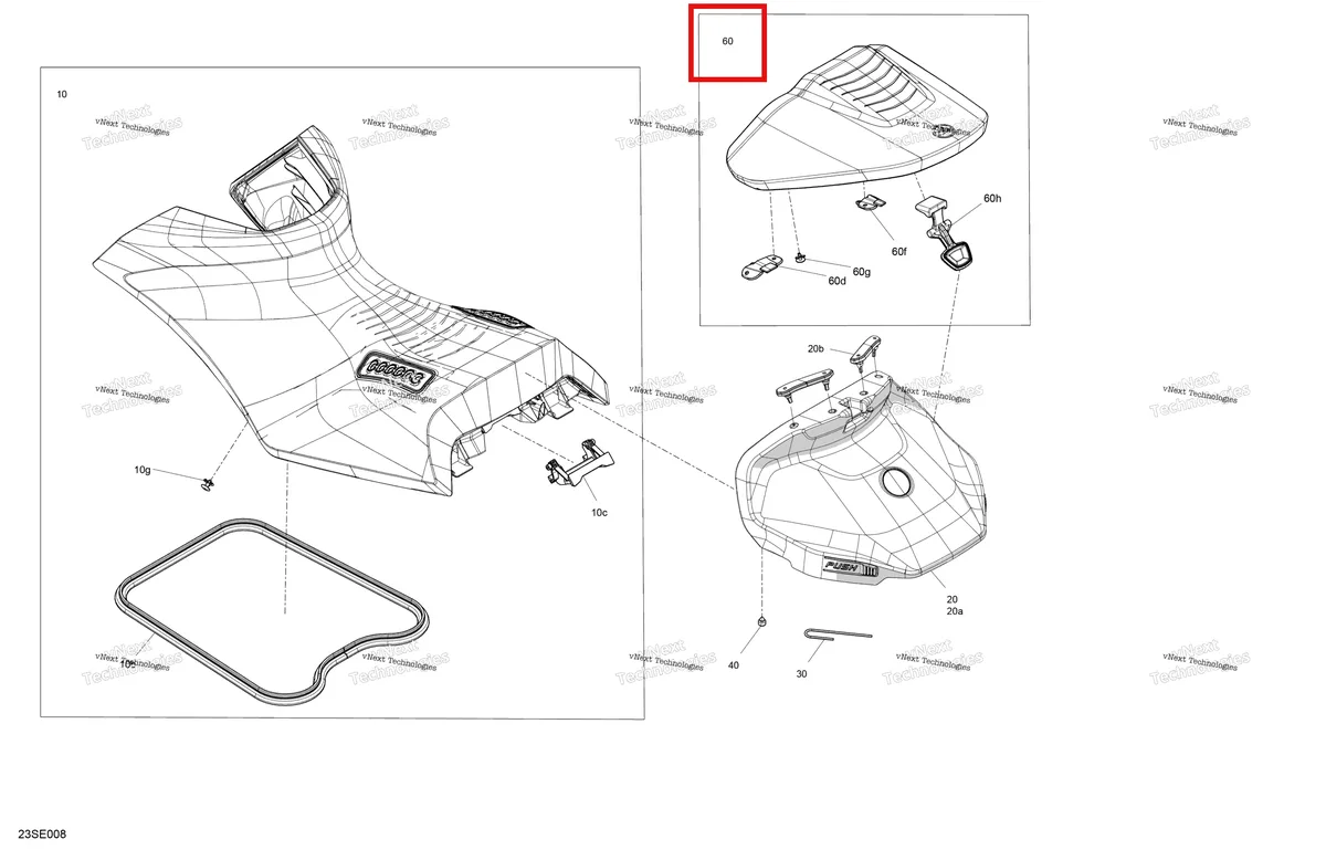 Деталь 269004182 на схеме узла 2025 Sea-Doo RXP - 325 - X - 23SD - Metallic Tan Body - Seat