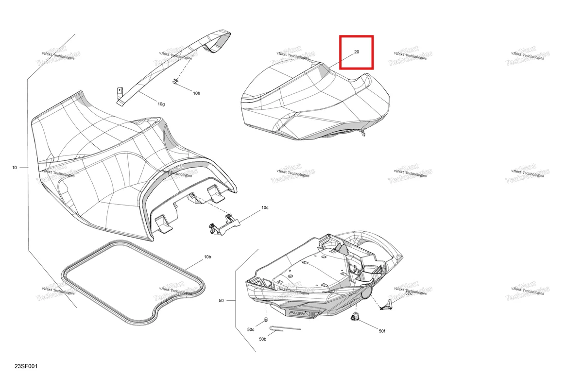 Деталь 269004188 на схеме узла 2026 Sea-Doo GTX - 325 - LIMITED - 26TD - Teal Blue Metalic - Audio Body - Seat