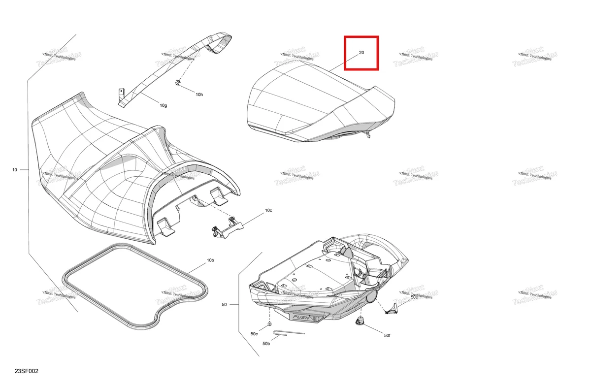 Деталь 269004196 на схеме узла 2026 Sea-Doo WAKE - 230 - PRO - 13TA - Northern Lichen - Audio Body - Seat