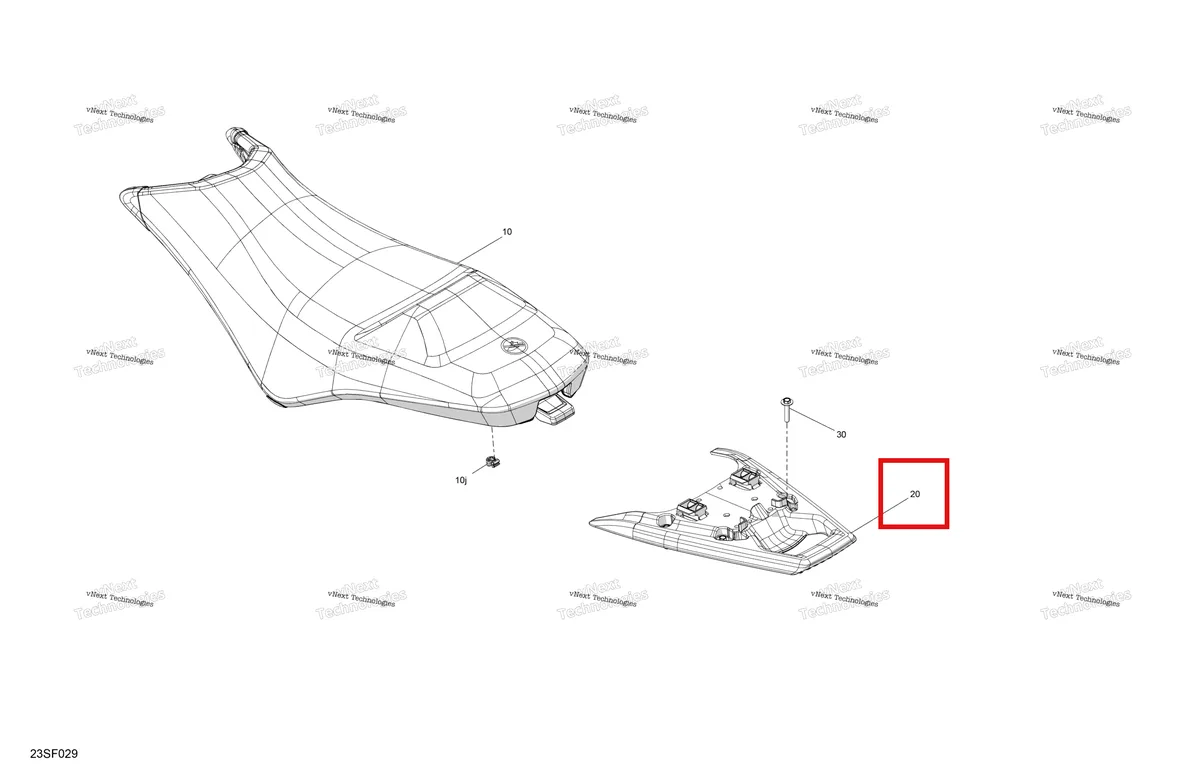 Деталь 269004198 на схеме узла 2026 Sea-Doo SPARK - 900 HO ACE - TRIXX - 67TE - Bright White - 1UP Body - Seat