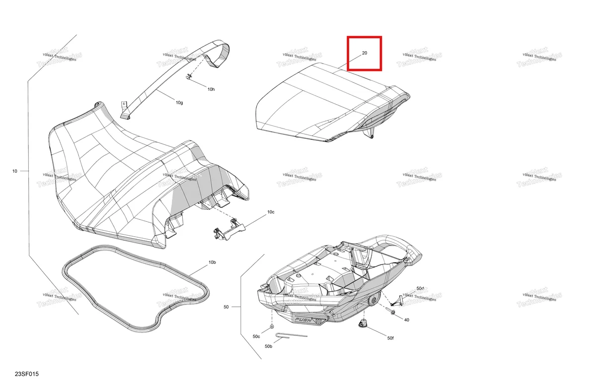 Деталь 269004221 на схеме узла 2026 Sea-Doo WAKE - 170 - BASE - 35TA - Northern Lichen - Audio Body - Seat