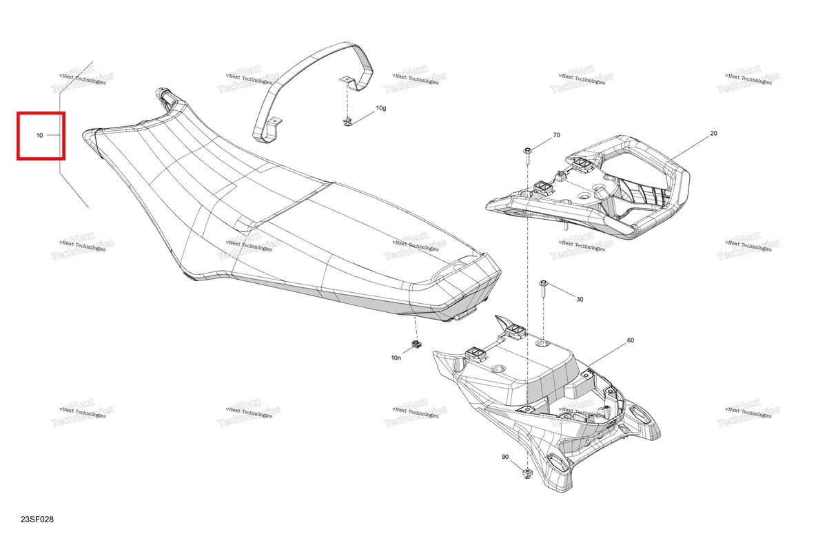 Деталь 269004346 на схеме узла 2026 Sea-Doo SPARK - 900 HO ACE - TRIXX - 66TB - Gulfstream Blue - 3UP Body - Seat