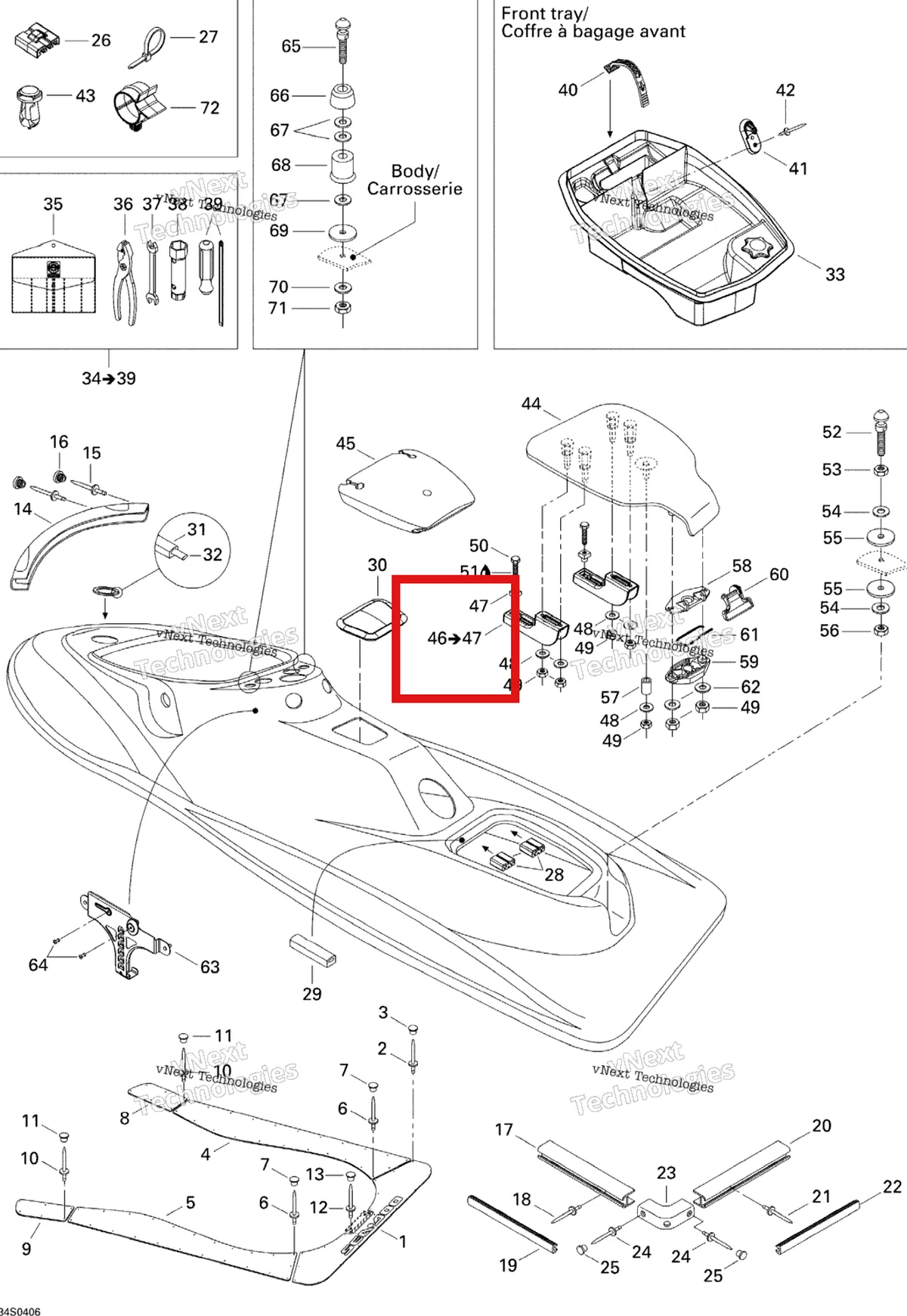 Деталь 269500575 на схеме узла 2004 Sea-Doo XP DI Body
