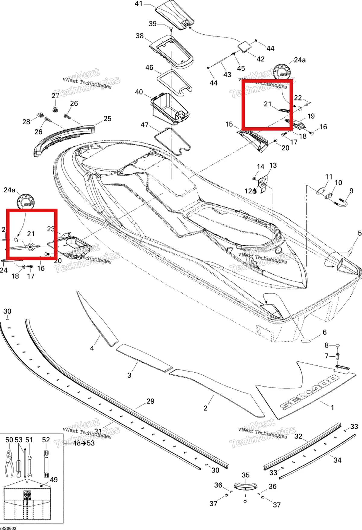 Деталь 269500716 на схеме узла 2006 Sea-Doo GTX 4-TEC SC Body, Rear View
