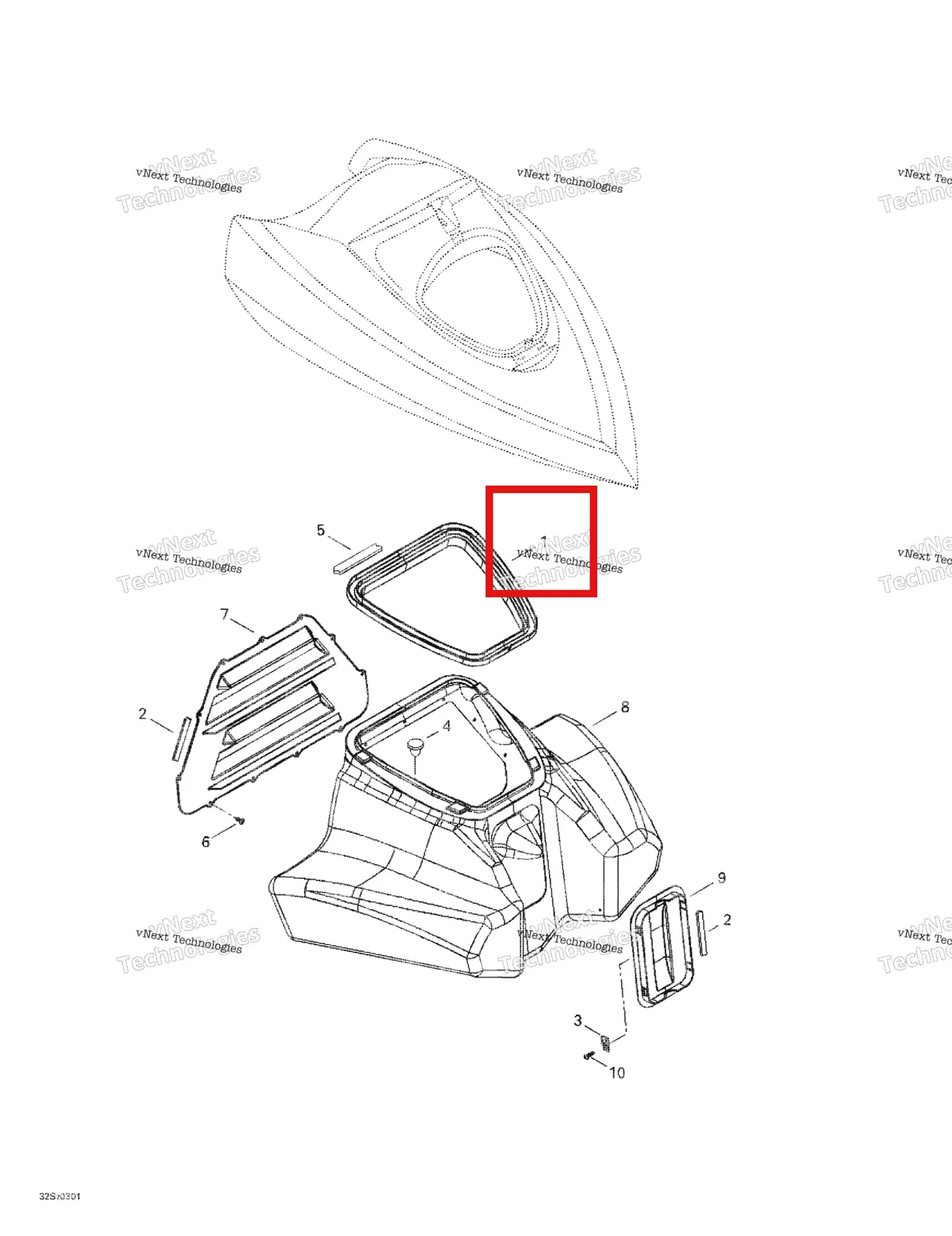 Деталь 269501129 на схеме узла 2003 Sea-Doo GTI Front Tray