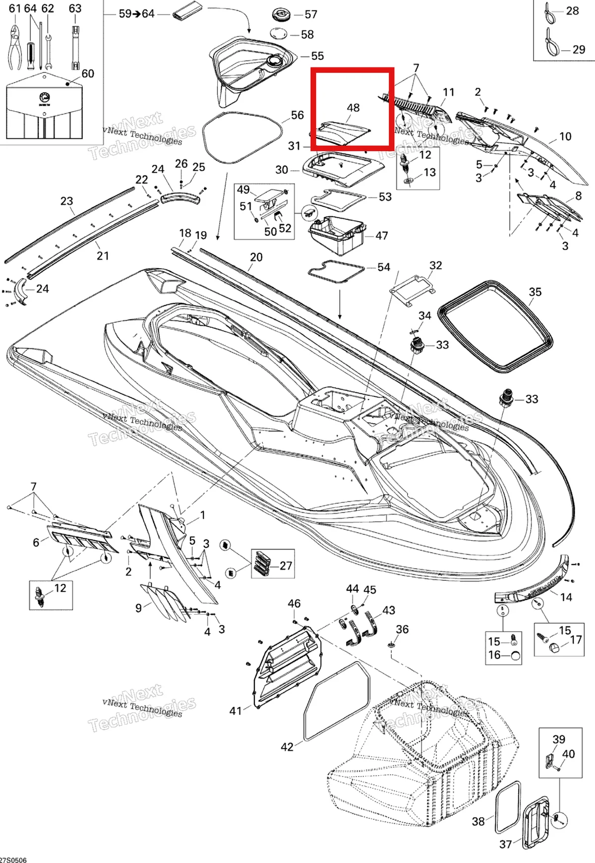 Деталь 269501135 на схеме узла 2006 Sea-Doo RXT Body, Front View