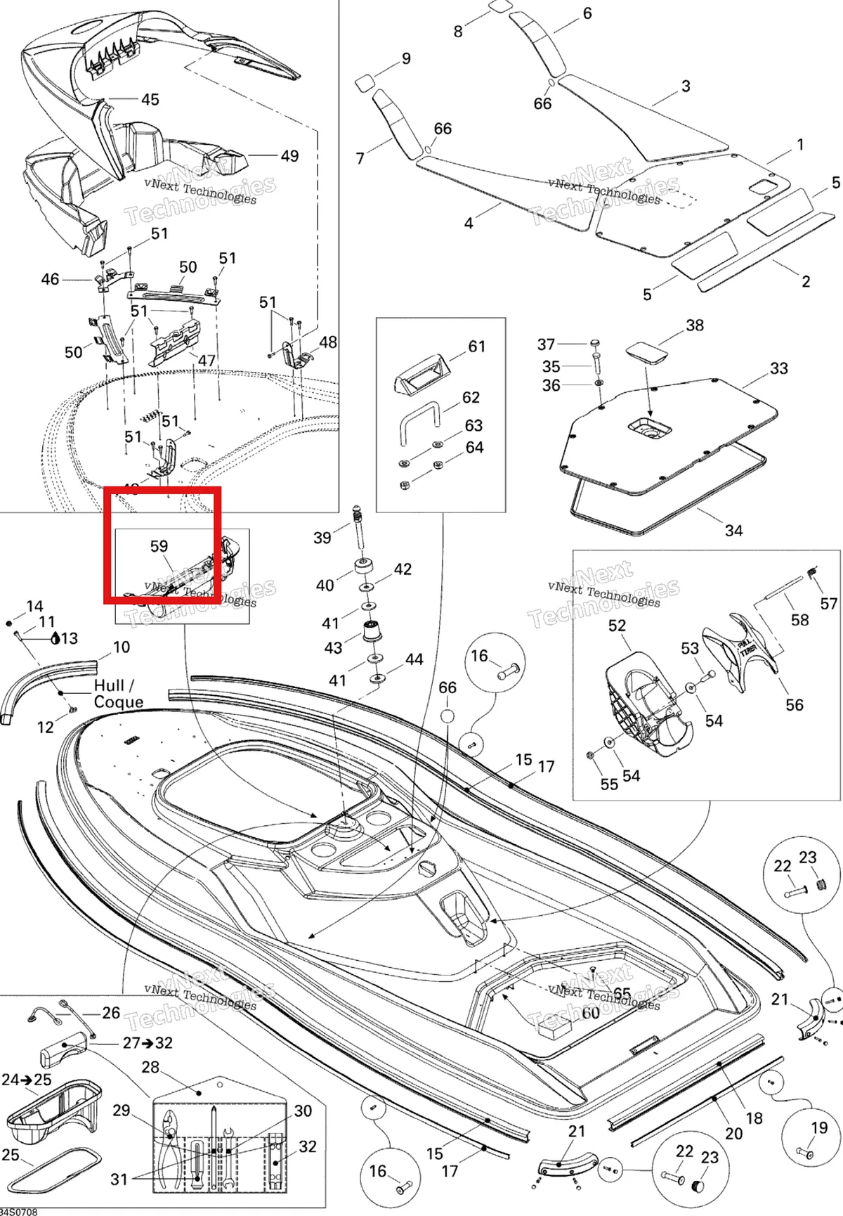 Деталь 269501290 на схеме узла 2007 Sea-Doo 3D 947 DI Body