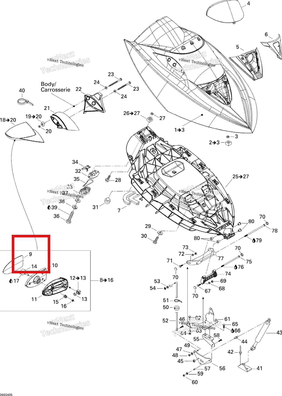 Деталь 269501294 на схеме узла 2004 Sea-Doo GTX 4-TEC Front Storage Compartment