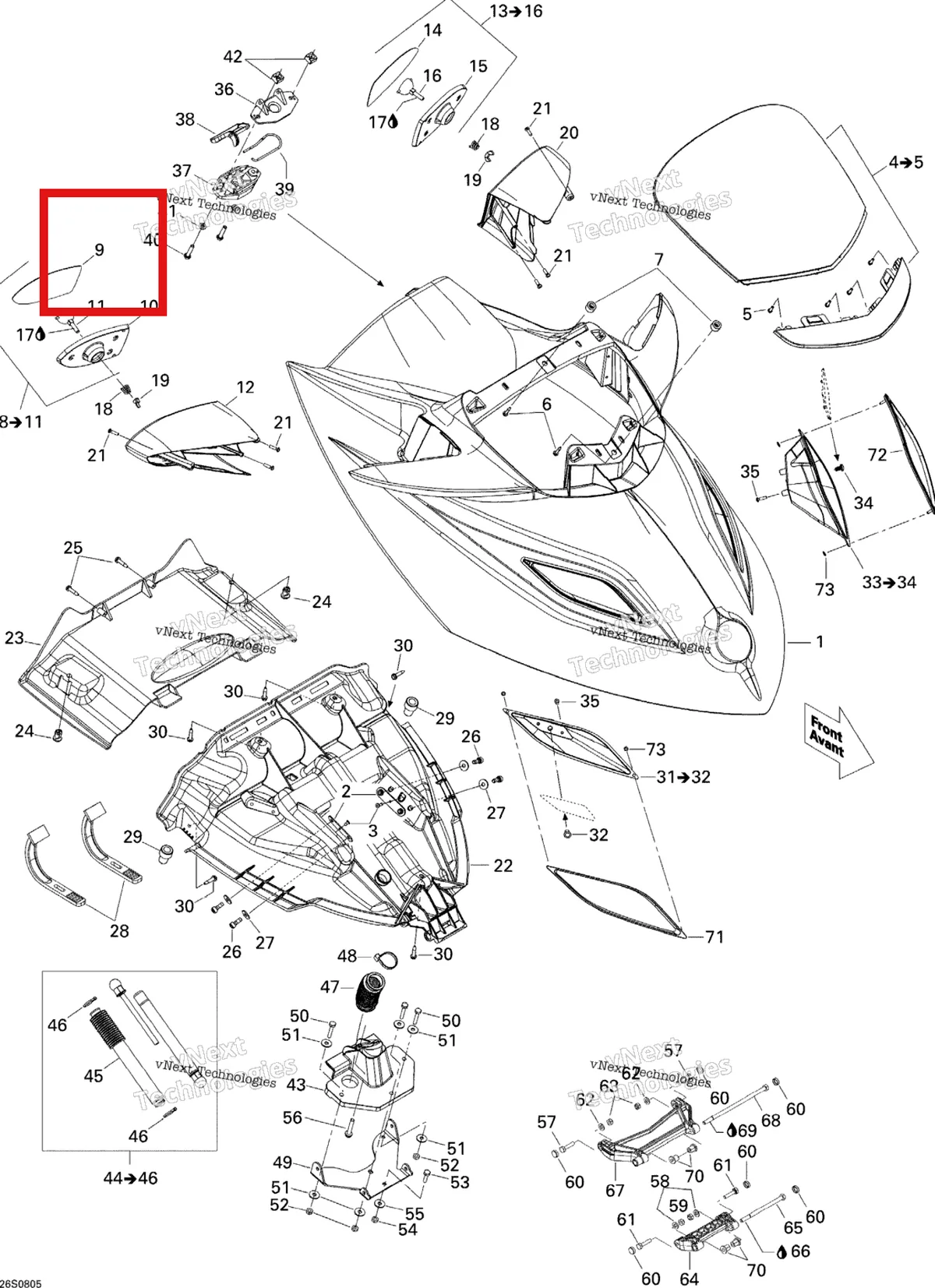 Деталь 269501328 на схеме узла 2008 Sea-Doo GTX Limited 215 Front Storage Compartment
