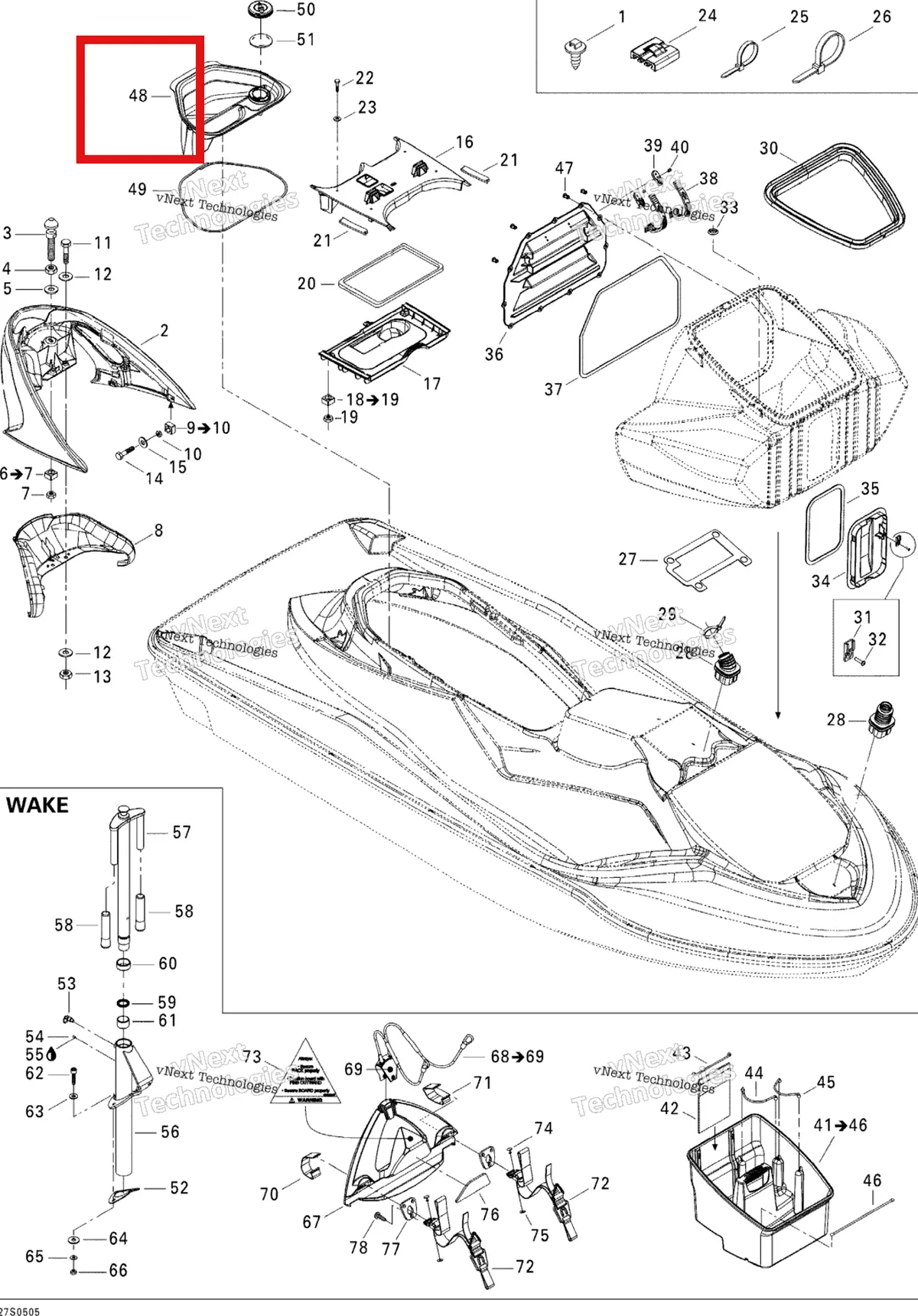 Деталь 269501347 на схеме узла 2005 Sea-Doo GTX 4-TEC, STD Body, Front View Std